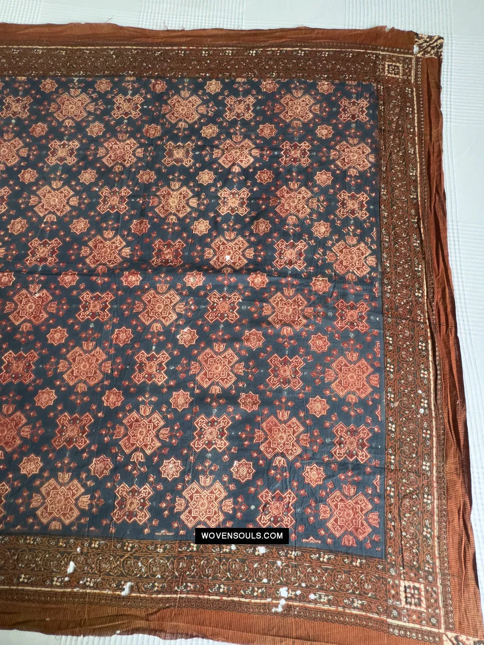 1865 Antique Cotton Indigo Block Printed Square Textile