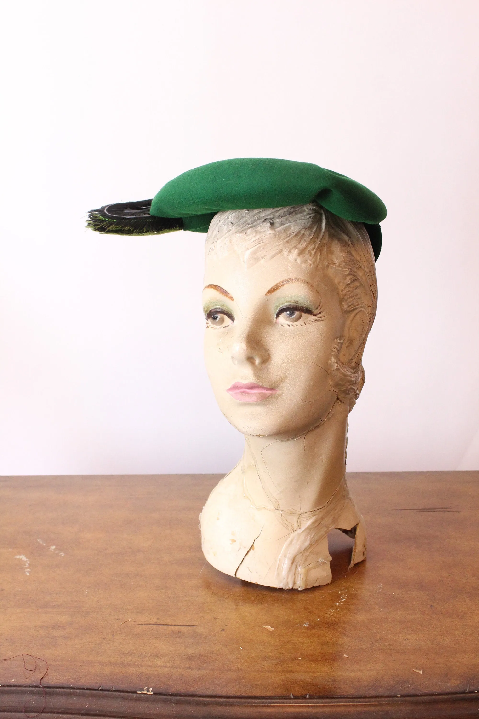 1940s CARSON PIRIE SCOTT green tilt hat bumper  | new fall