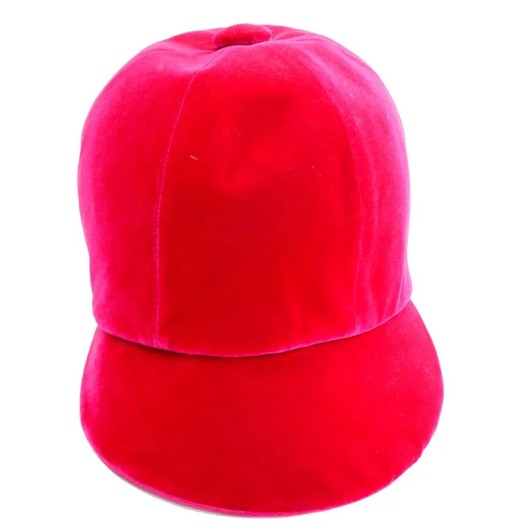 1960's Emme Hat in Raspberry Pink/Red Velvet Equestrian Riding Cap