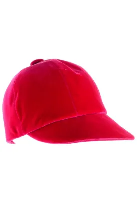 1960's Emme Hat in Raspberry Pink/Red Velvet Equestrian Riding Cap