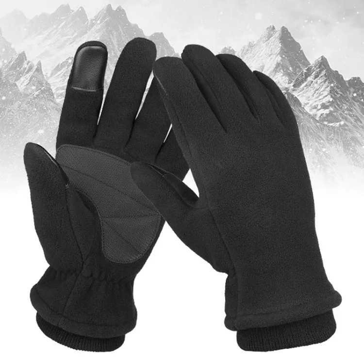 1pair Rocker Fleece Winter Warm Anti-Slip Gloves Outdoor Riding Sports Gloves, Size: S(Black)