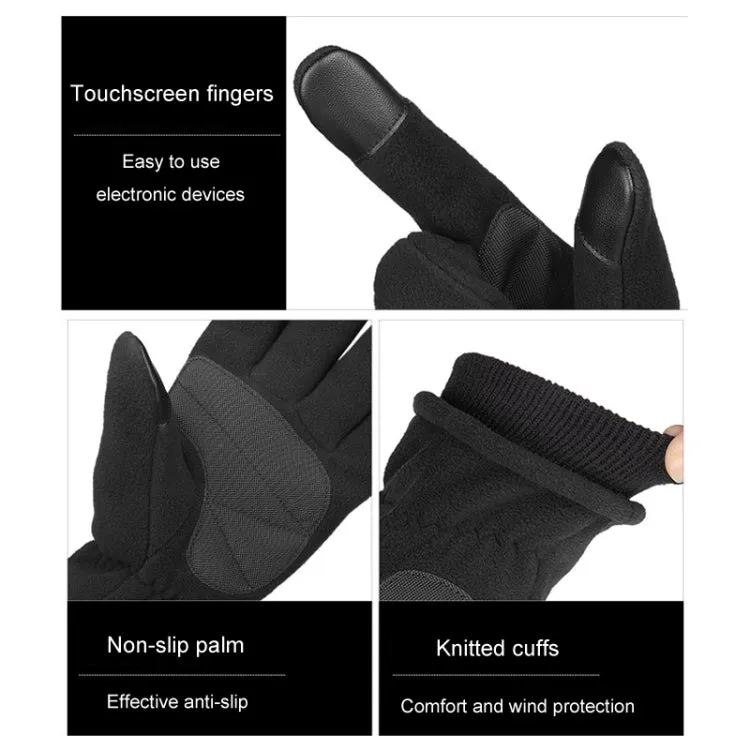 1pair Rocker Fleece Winter Warm Anti-Slip Gloves Outdoor Riding Sports Gloves, Size: S(Black)