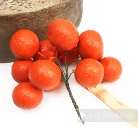 'Anita' Small Vintage Wired Orange Fruits - 12 stems