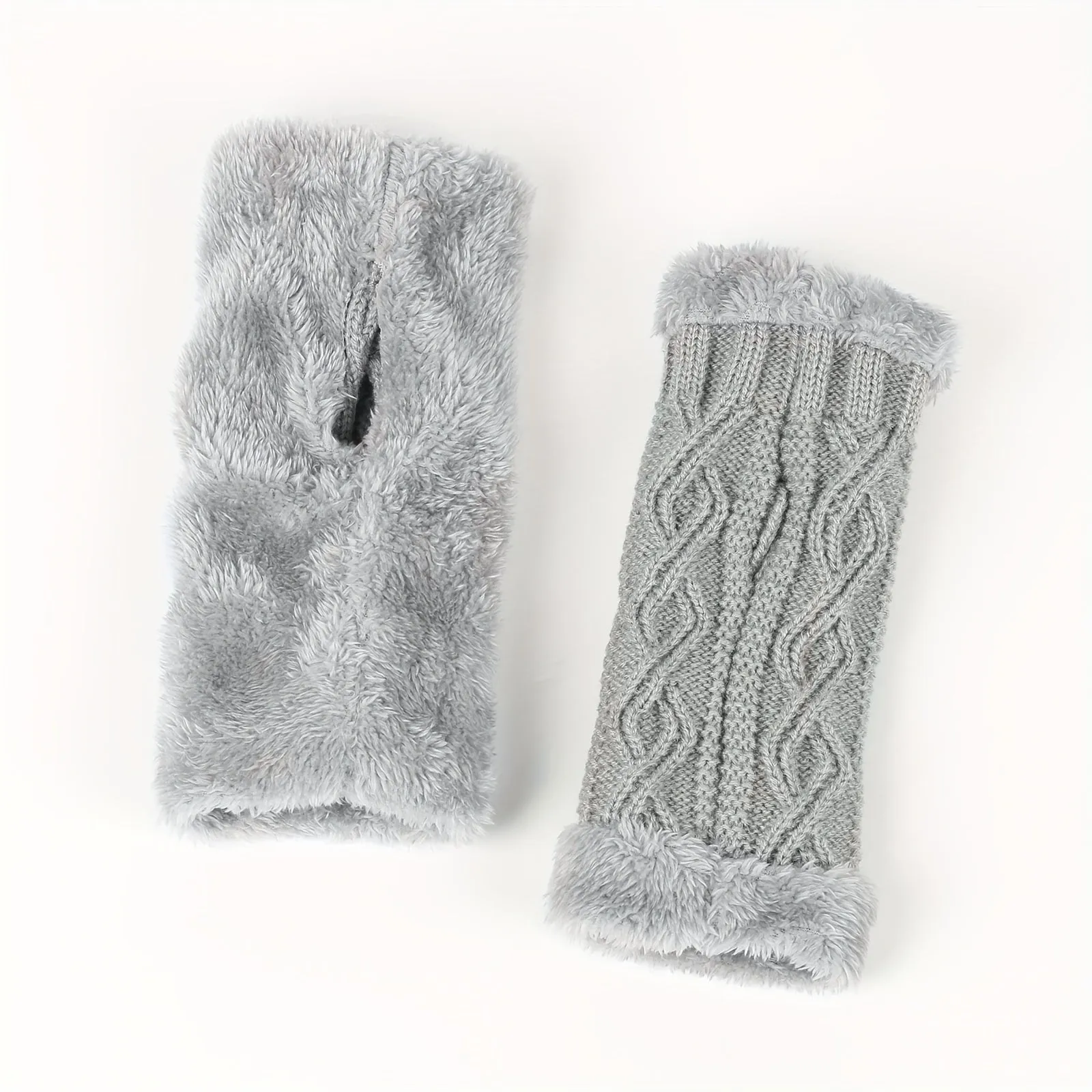 Argyle Textured Half Finger Fleece Lined Fingerless Gloves - Windproof, Warm, and Cozy Mittens for Women - Perfect for Outdoor Activities in Cold Weather