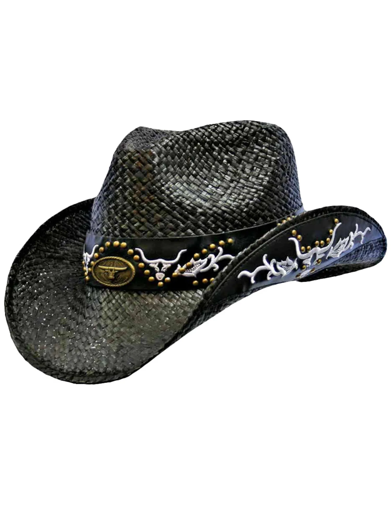 Black Cowboy Hat With Longhorn Western Hatband