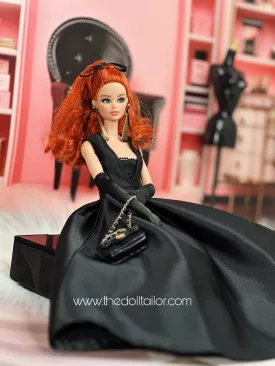 Black satin gown for barbie doll