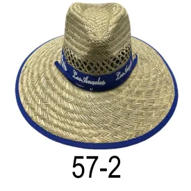 Blue Los Angeles Print Straw Hat / Sun Hat / Wide Brim Summer Lifeguard / Beach Outdoor Travel Hat