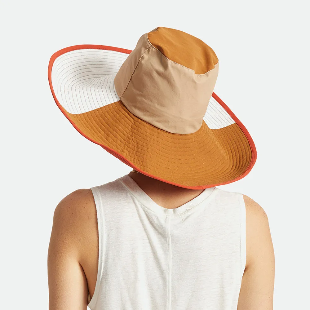 Brixton Hats Maddie Wide Brim Packable Bucket Hat - Sand-Brown-White