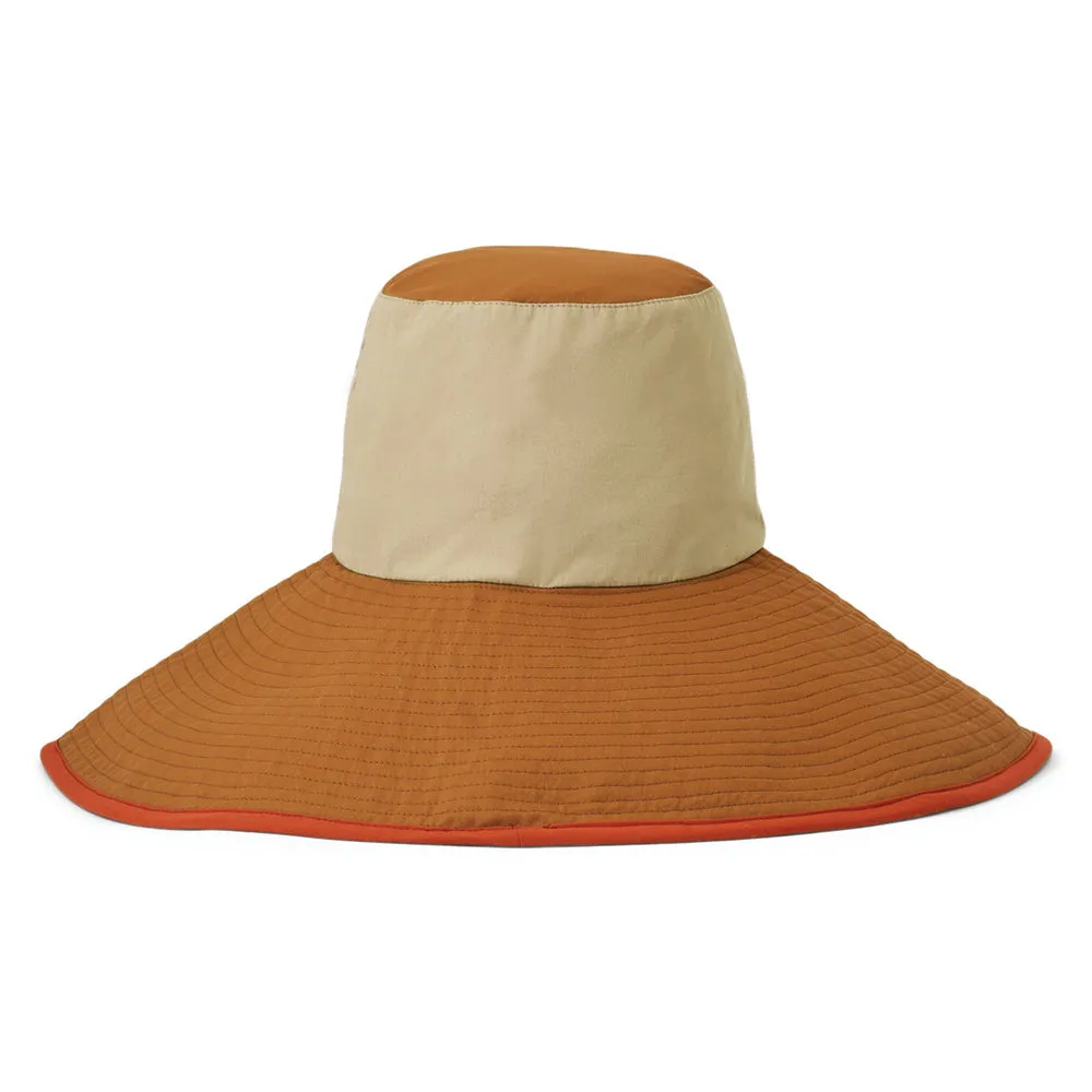 Brixton Hats Maddie Wide Brim Packable Bucket Hat - Sand-Brown-White