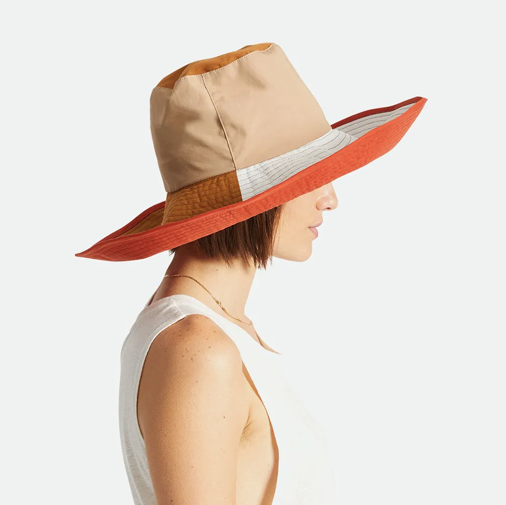 Brixton Hats Maddie Wide Brim Packable Bucket Hat - Sand-Brown-White