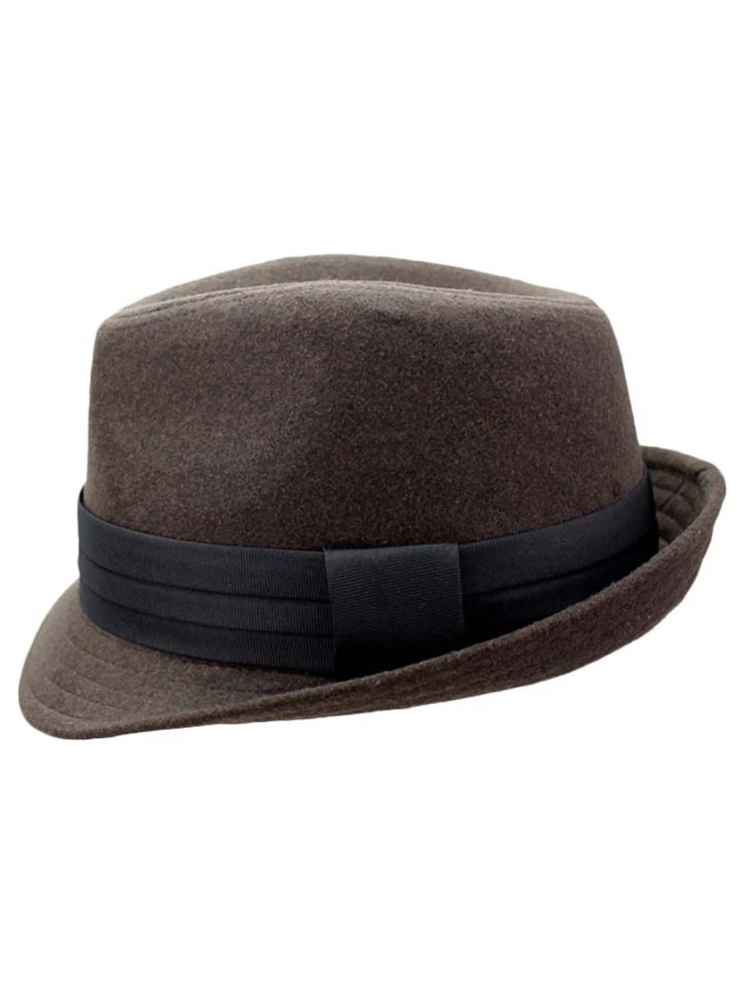 Brown Wool Felt Fedora Hat Trimmed With Hatband