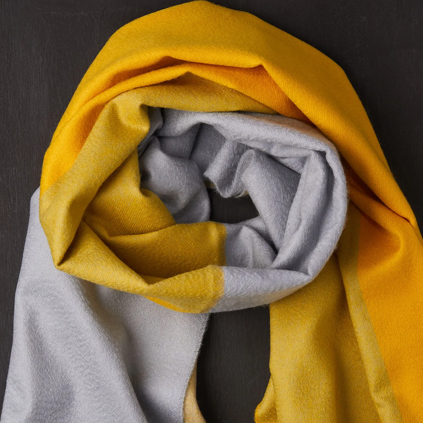 Cashmere Scarf in Yellow and Grey