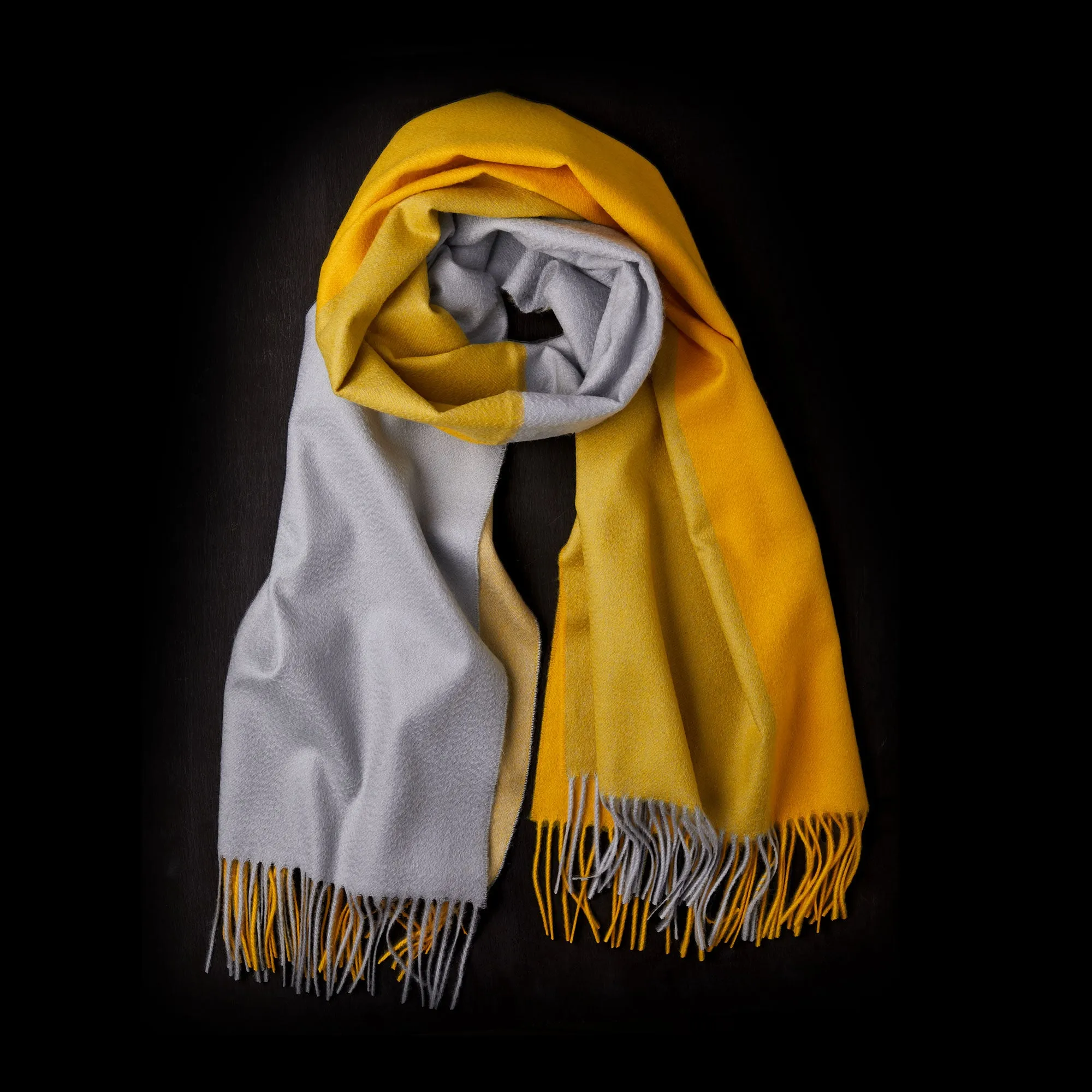 Cashmere Scarf in Yellow and Grey