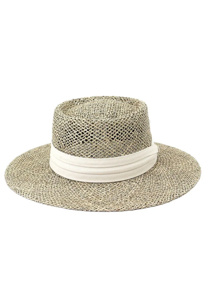 CLOTH BAND SUMMER STRAW PANAMA HAT