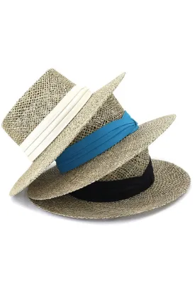 CLOTH BAND SUMMER STRAW PANAMA HAT