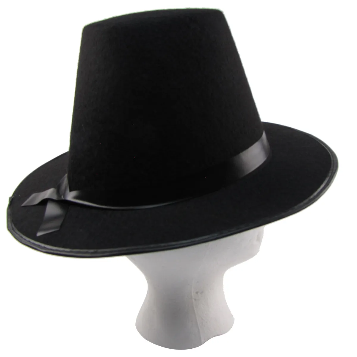 Colonial Pilgrim Tall Black Wide Brim Hat