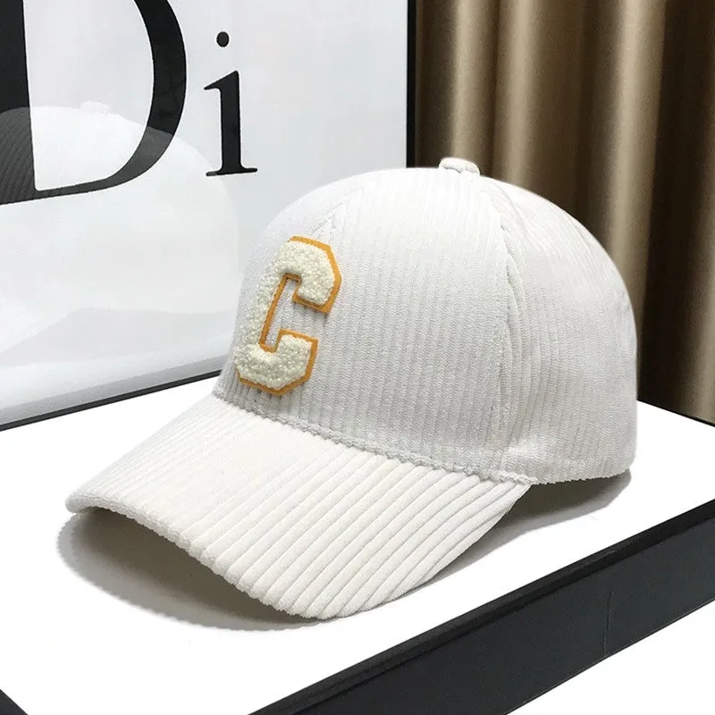 Corduroy peaked hat visor baseball cap