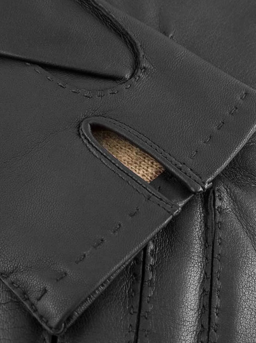 Dents - Black Hand-sewn Three-Point Cashmere-Lined Leather Gloves