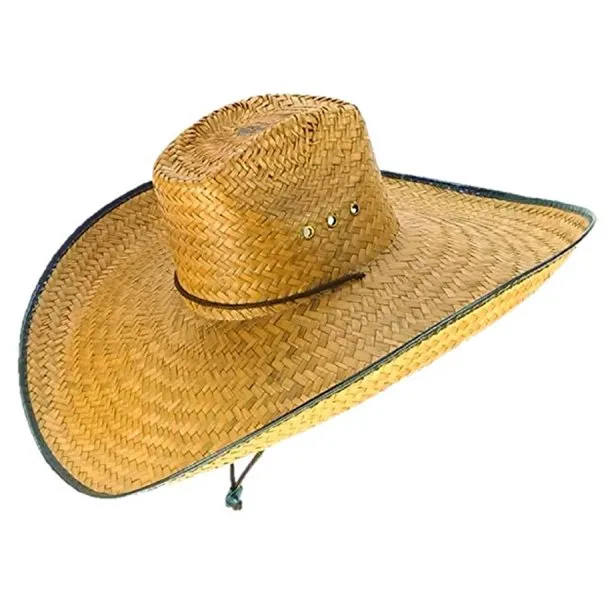 Double Weaved Hard Shell Ranch Style Shade Hat Large Fit Wide Brim Straw Hat