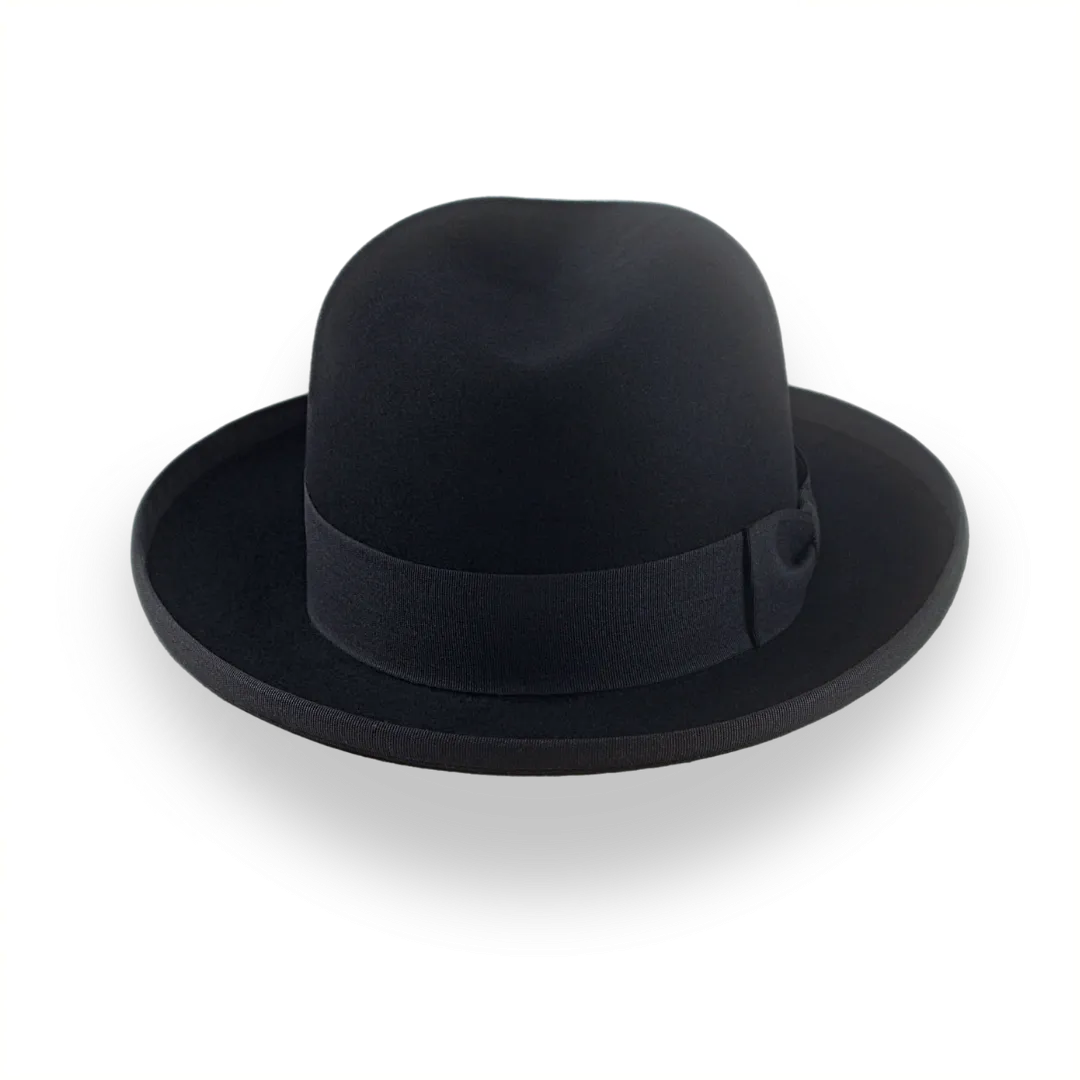 Elegant Black Fur Felt Homburg Hat for Men | The Signature