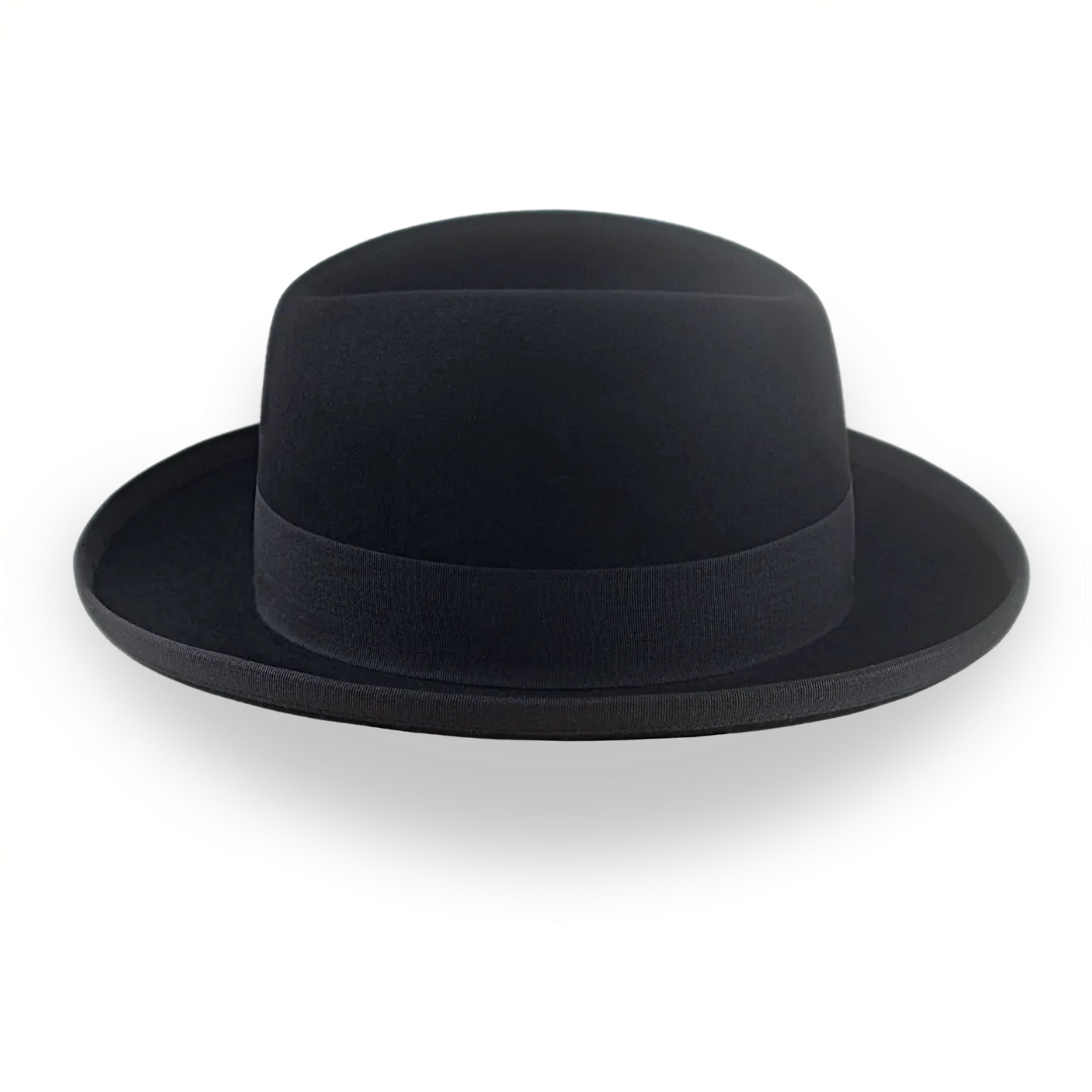 Elegant Black Fur Felt Homburg Hat for Men | The Signature