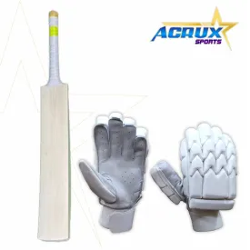 English Willow Bat With Massive 45mm   Edges   Cricket Batting Gloves SW-05 Combo