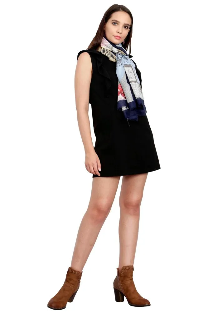 FabSeasons Viscose Abstract Navy Printed Soft & Stylish Scarf