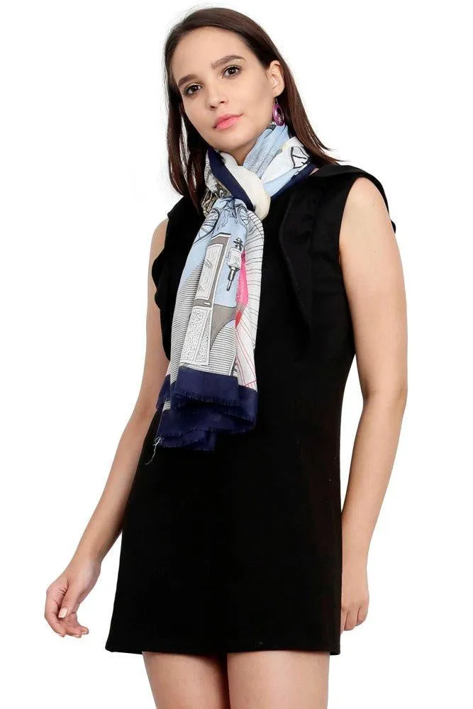 FabSeasons Viscose Abstract Navy Printed Soft & Stylish Scarf