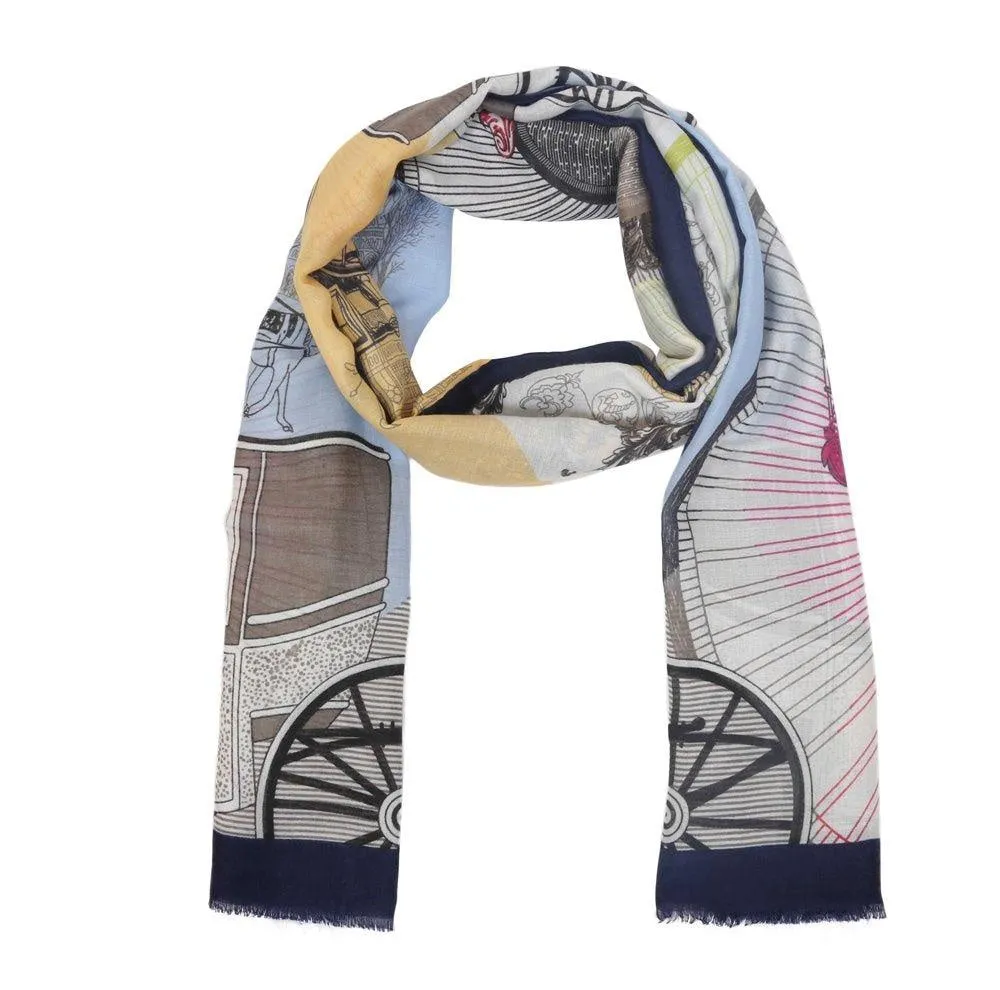 FabSeasons Viscose Abstract Navy Printed Soft & Stylish Scarf