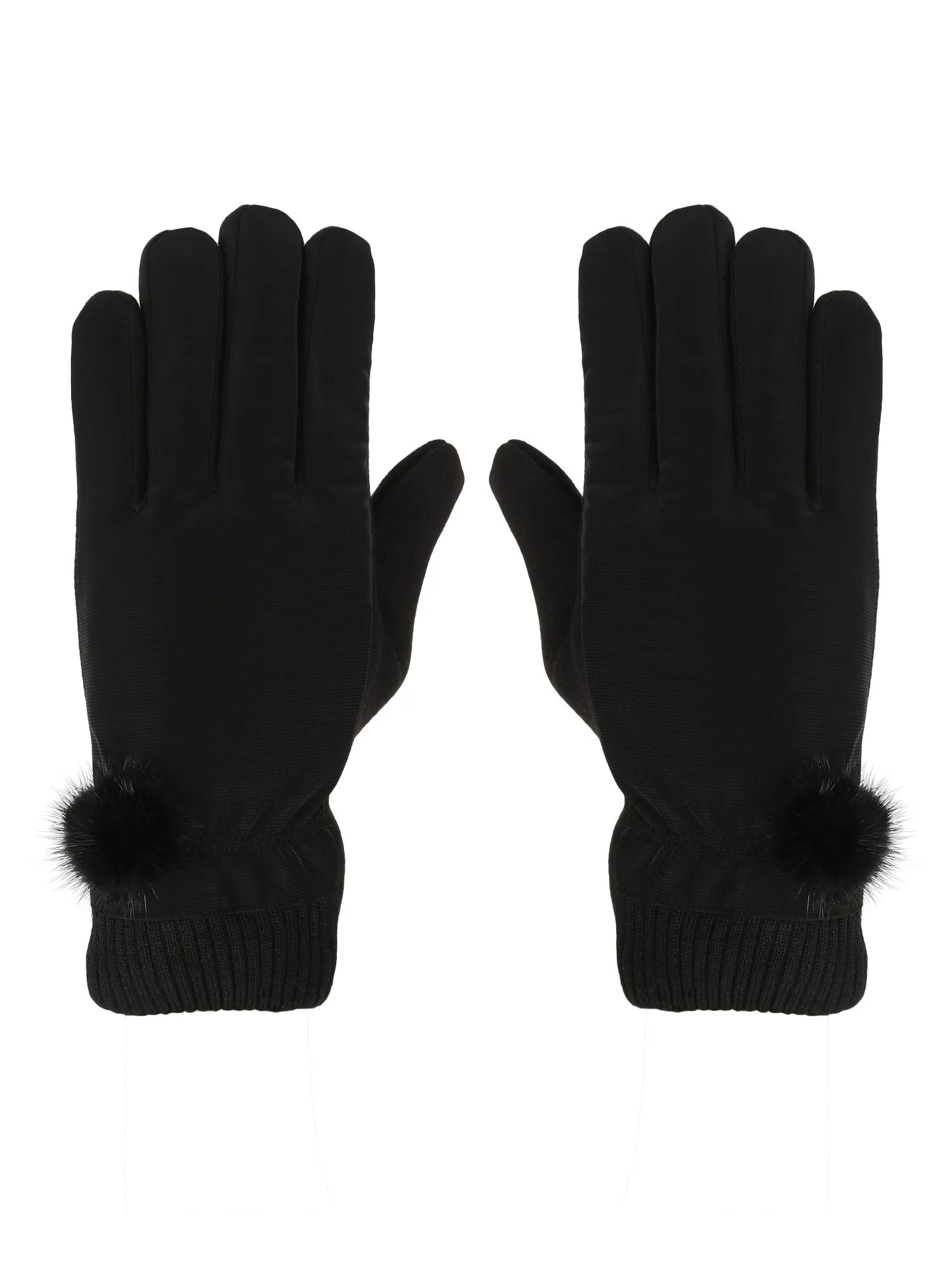 FabSeasons Warm PU Winter gloves with Touchscreen finger for Girls and Women