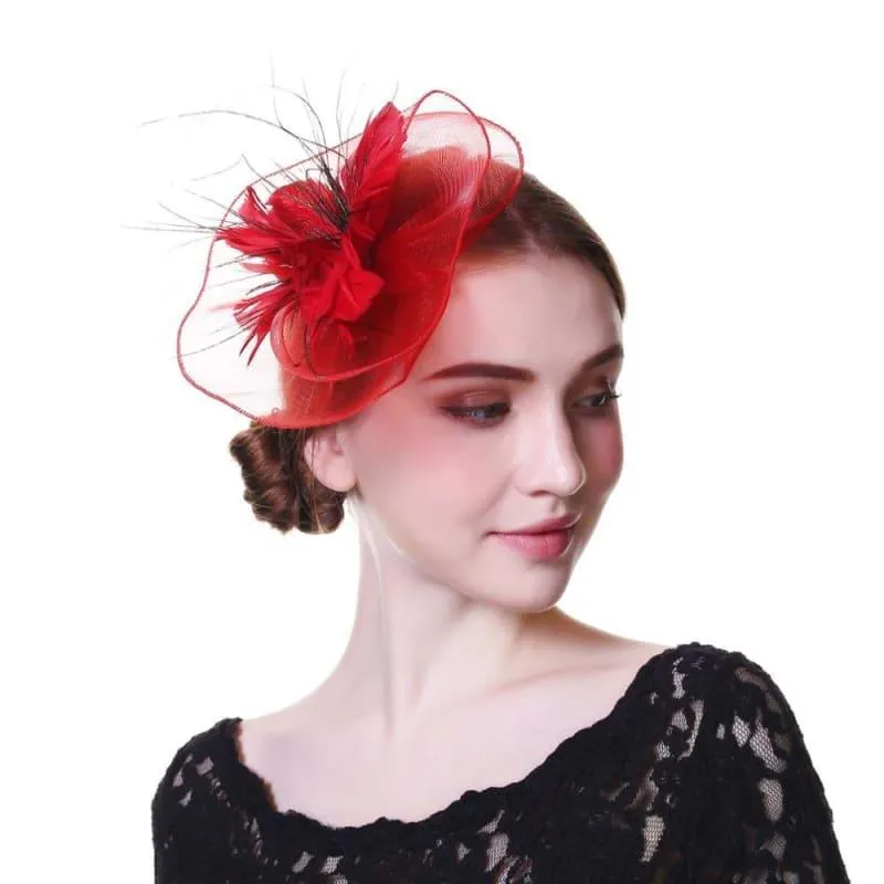 Fascinators Flower Mesh Ribbons Feathers Royal Elegant Fedoras Hat