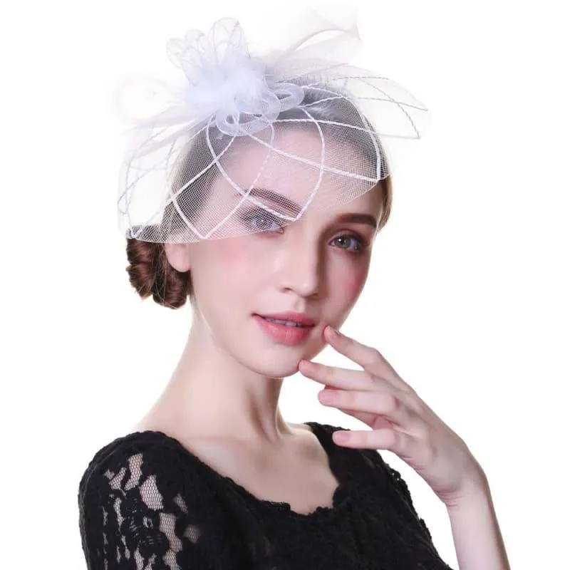 Fascinators Flower Mesh Ribbons Feathers Royal Elegant Fedoras Hat