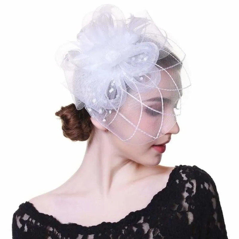 Fascinators Flower Mesh Ribbons Feathers Royal Elegant Fedoras Hat