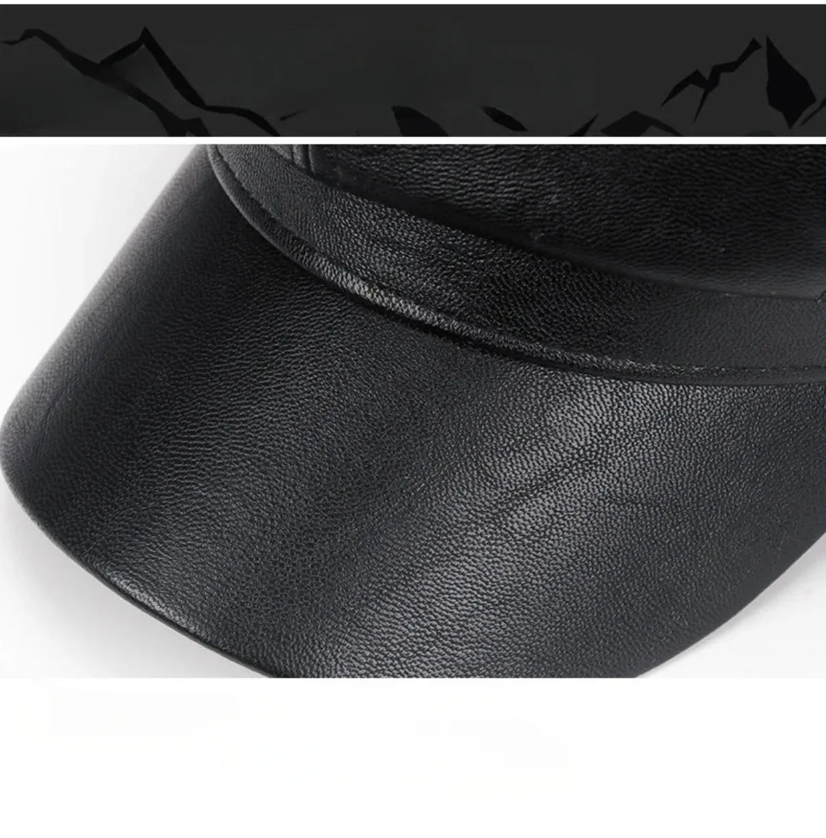 Faux Leather Adjustable Beret Cap