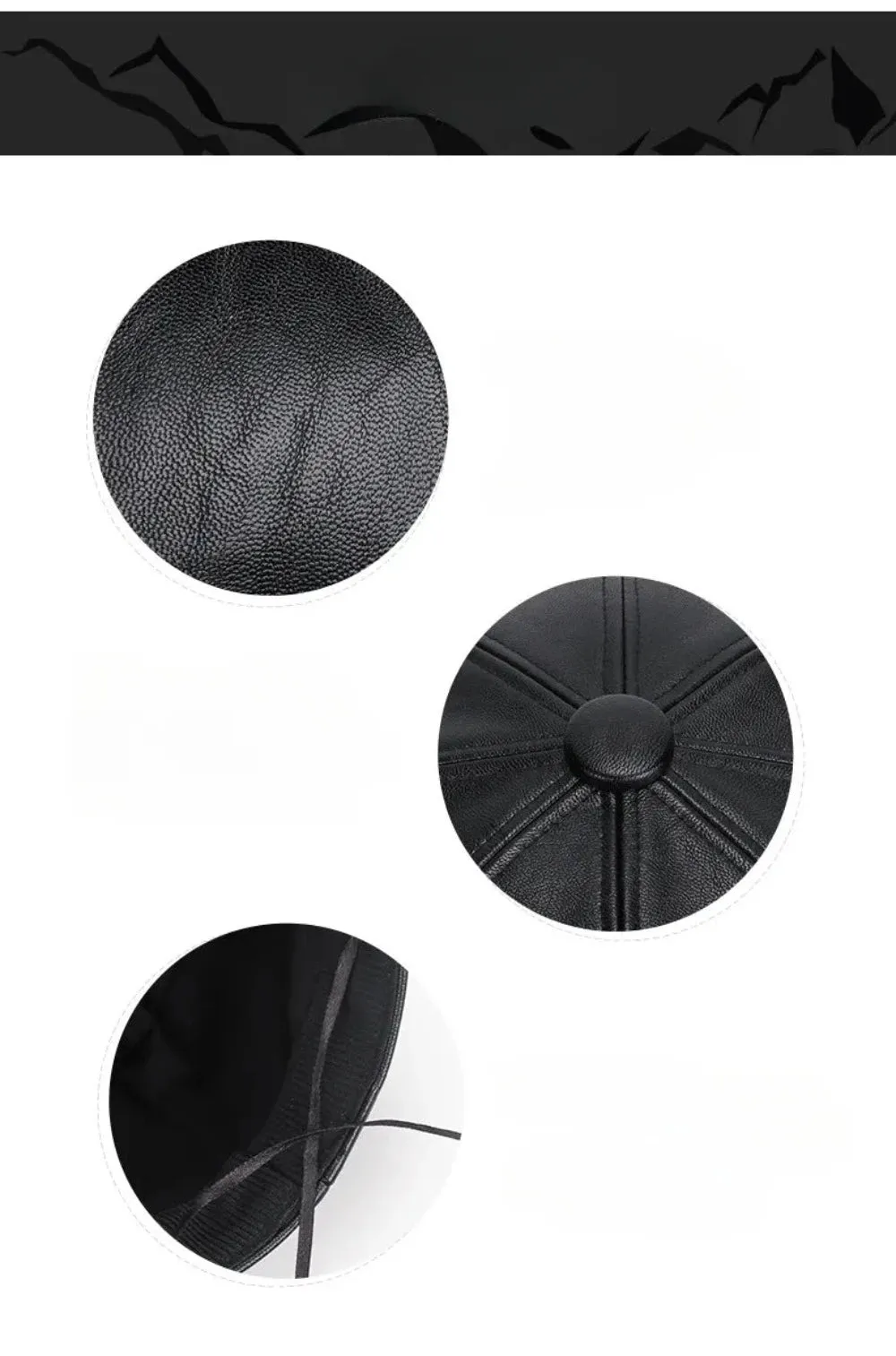 Faux Leather Adjustable Beret Cap