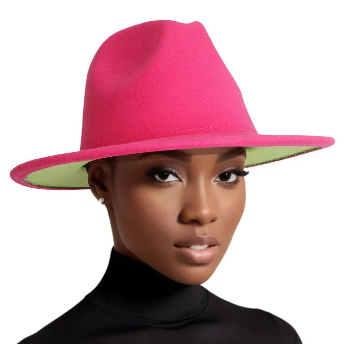 Fedora Two Tone Wide Brim Hat for Women