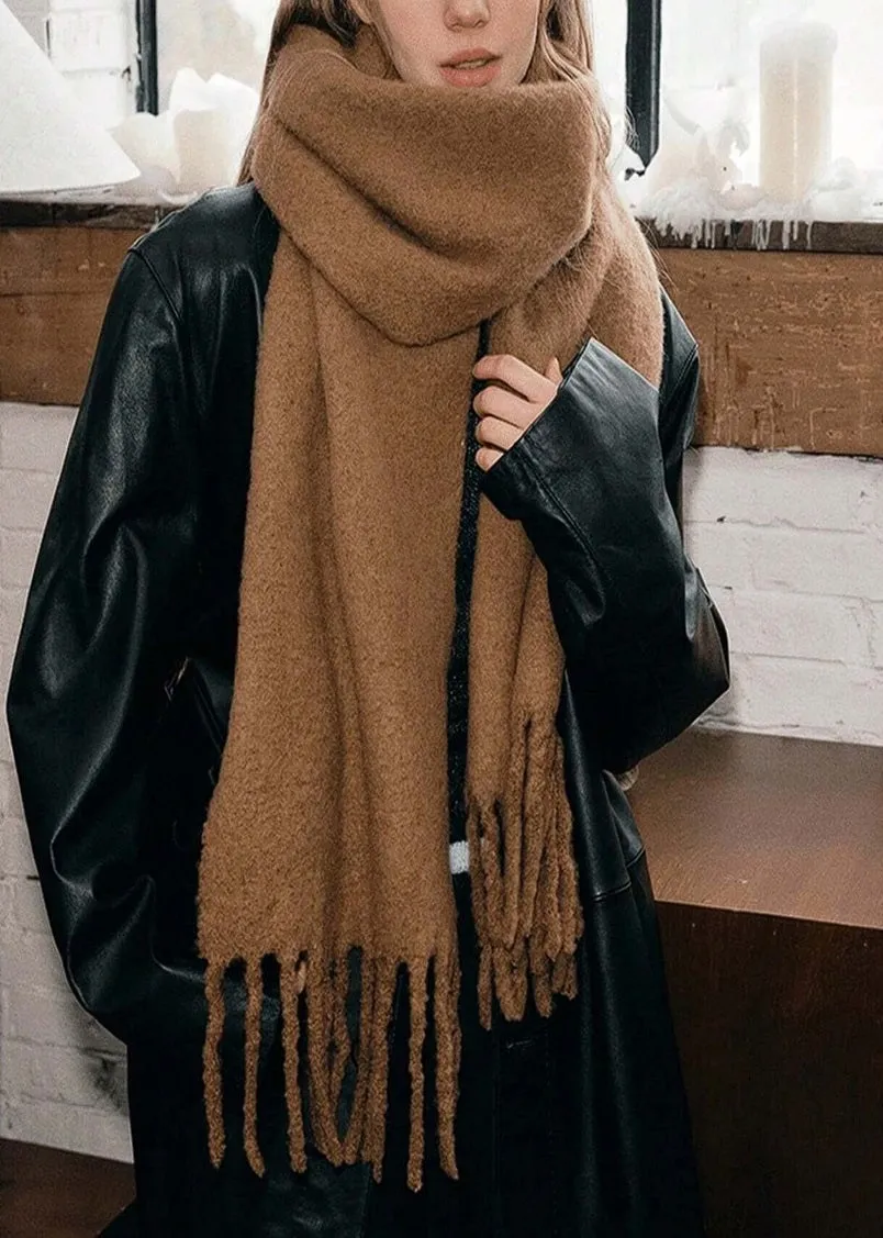 Fringe Scarf in Coffee Brown