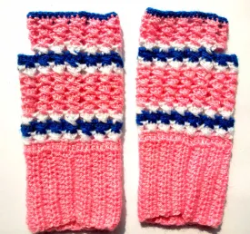 Graminarts Handmade Fingerless Pinkish Multi Colour Gloves For All Medium Adult Hands