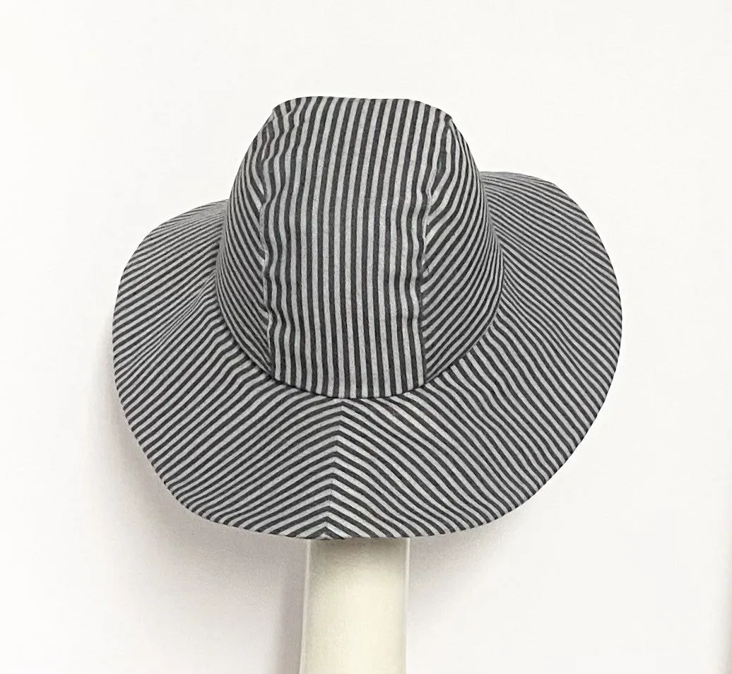 Grey Striped Sun Hat