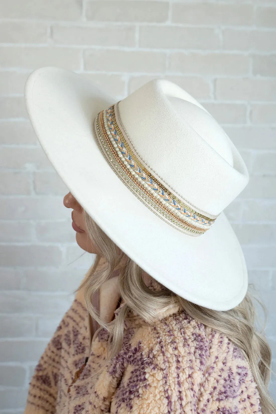 Jen & Co Blaze Wide Brim Hat Mixed Bead Band