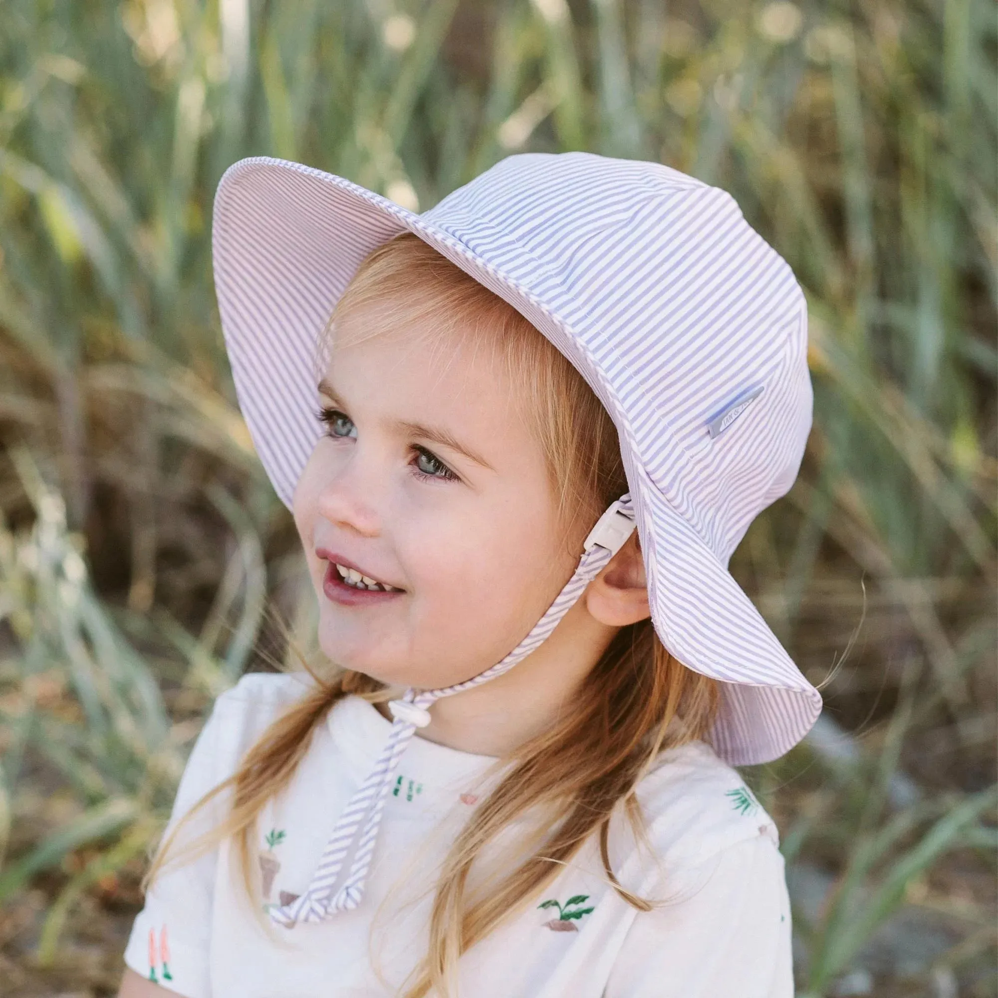 Kids Cotton Floppy Hat | Purple Stripes