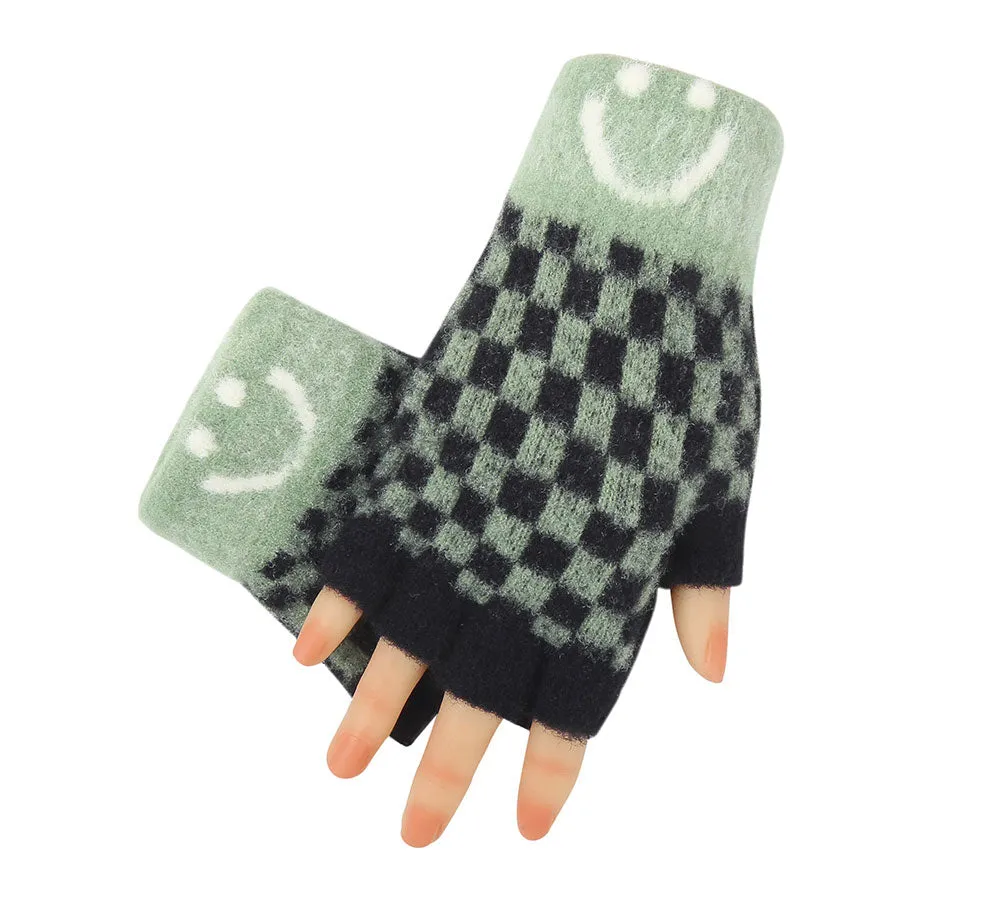 Kids Knit Fingerless Ultra Plush Knit Gloves Mittens