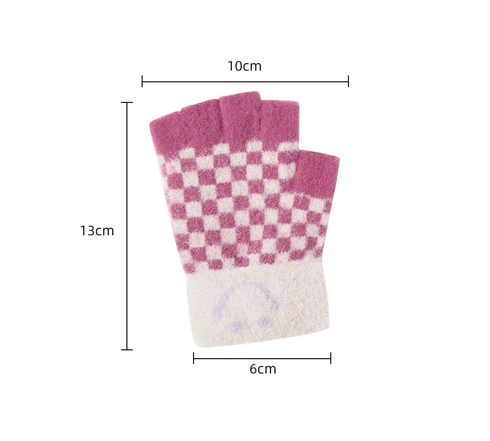 Kids Knit Fingerless Ultra Plush Knit Gloves Mittens