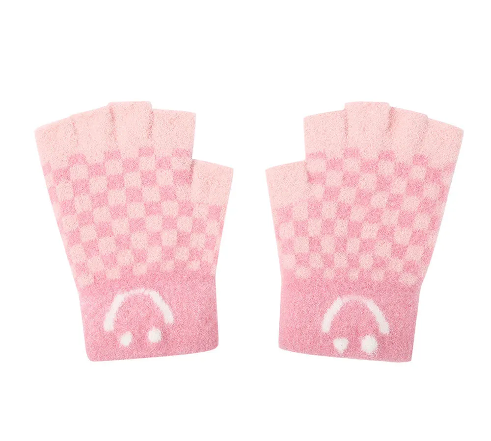 Kids Knit Fingerless Ultra Plush Knit Gloves Mittens