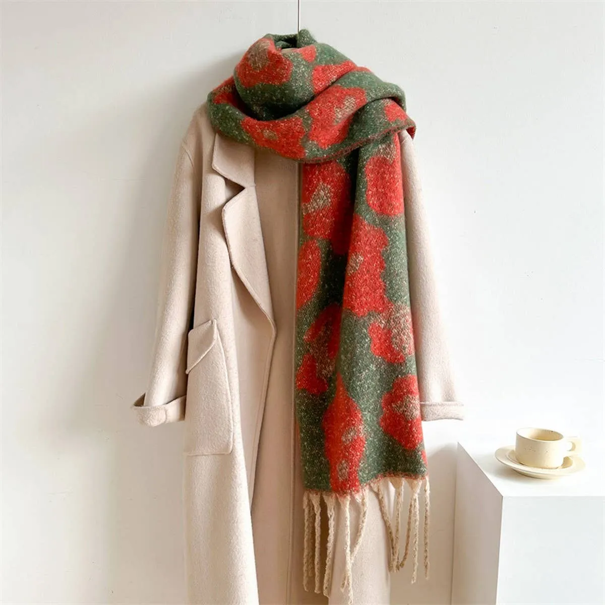 Leopard Jacquard Scarf - Orange