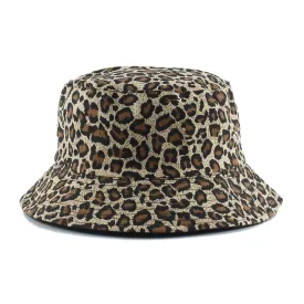 Leopard Print Bucket Hat Reversible Hat Outdoor Travel Cap