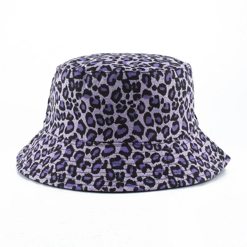 Leopard Print Bucket Hat Reversible Hat Outdoor Travel Cap