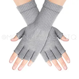 Light Gray Stretchy Fingerless Gloves