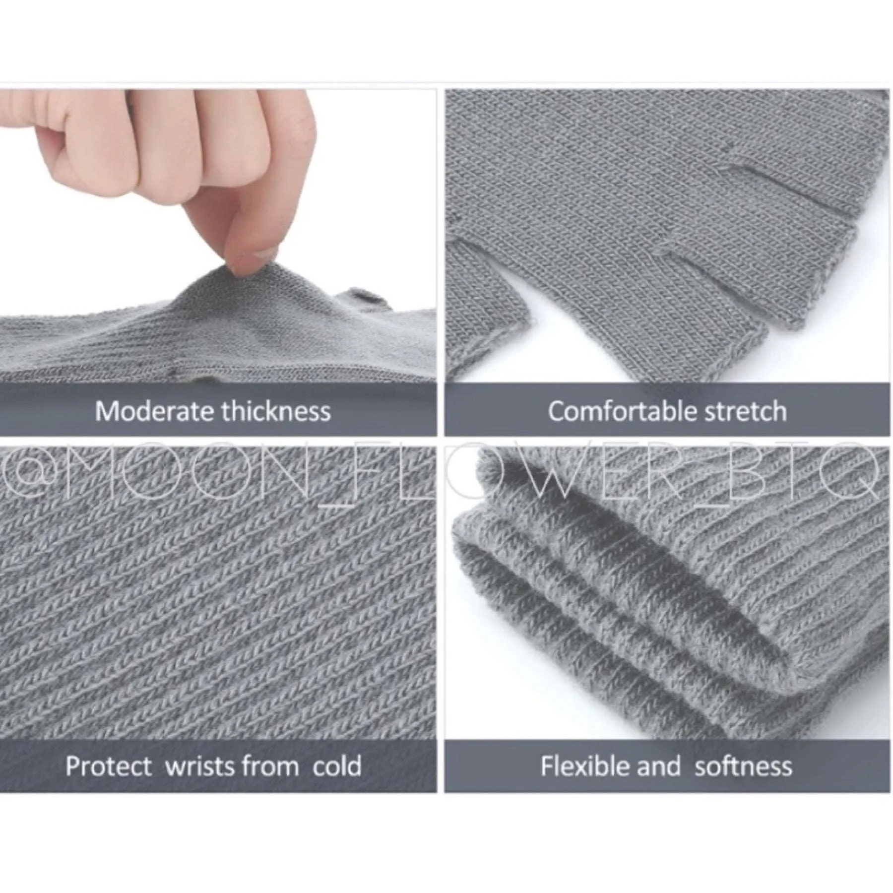 Light Gray Stretchy Fingerless Gloves