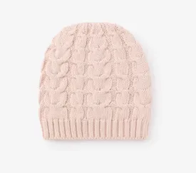 Light Pink Horseshoe cable knit baby hat